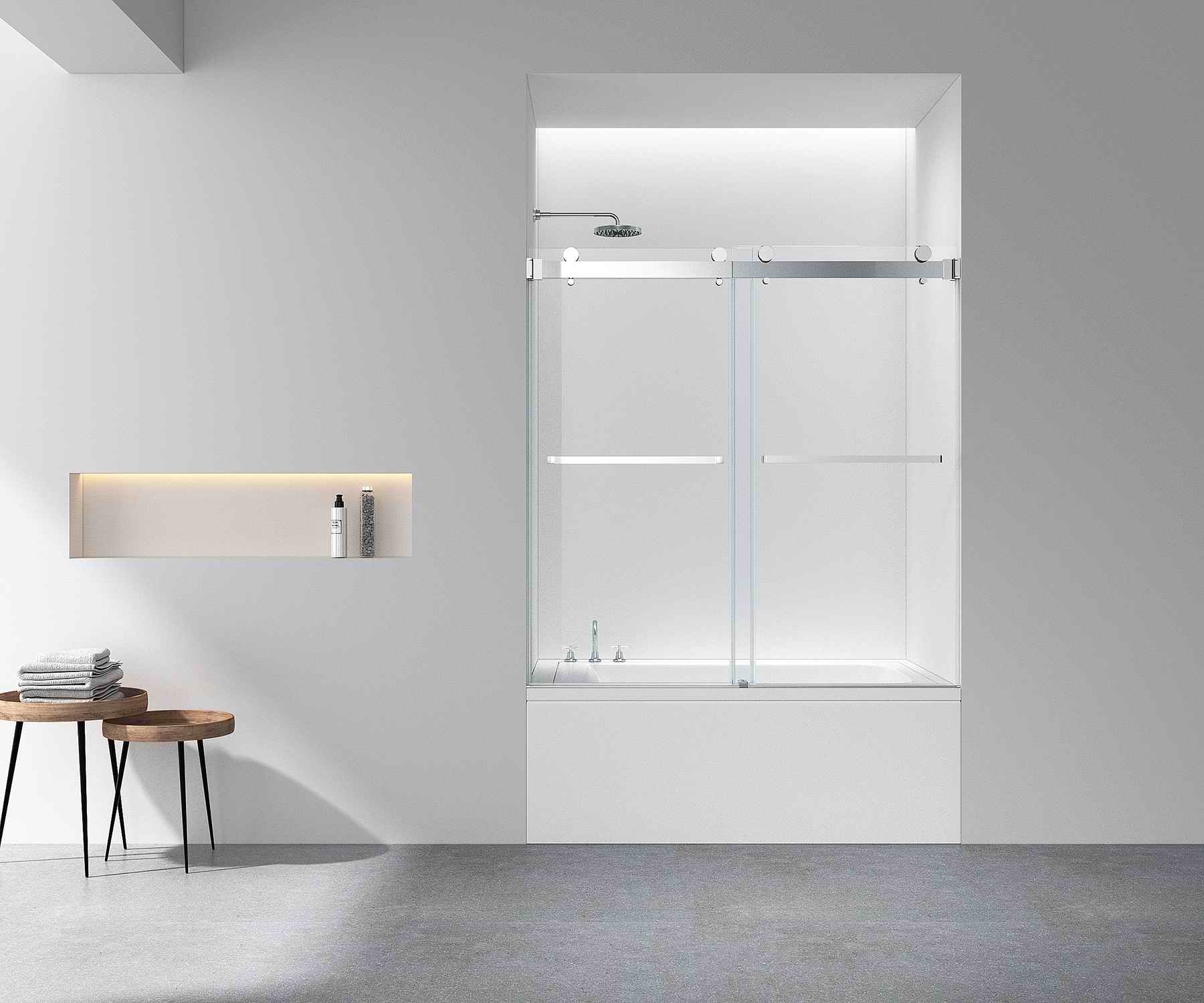 Frameless Roller Double Sliding Door - (BL)