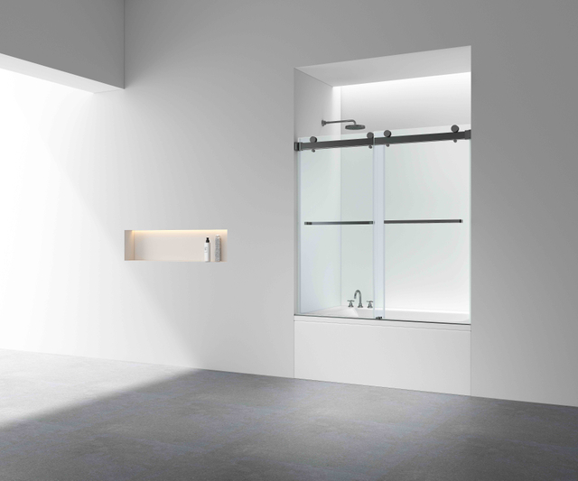 Frameless Roller Double Sliding Door - (BL)